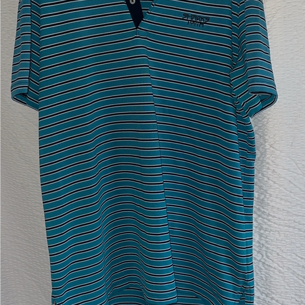 Ralph Lauren Golf Performance Polo Shirt Mens stripe XL Blue Shark Tooth